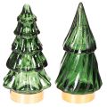 Floristik24 Skleněný vánoční stromeček s LED světly, stolní dekorace, Vánoce, 13 cm, 2 kusy