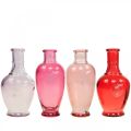 Mini vázičky skleněné dekorační skleněné vázy růžová růžová červená fialová 15cm 4ks