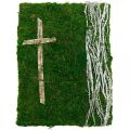 Mechový obrázek lián a kříž na hrob zelené, bílé 40 × 30 cm