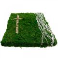 Mechový obrázek lián a kříž na hrob zelené, bílé 40 × 30 cm