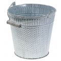 Floristik24 Zinkový kbelík pletený vzor šedý praný Ø20cm H19cm