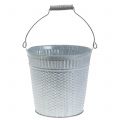 Floristik24 Zinkový kbelík pletený vzor šedý praný Ø20cm H19cm