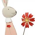 Floristik24 Velikonoční dekorace, kovový zajíček, jarní dekorace, velikonoční zajíček s květinou 61cm