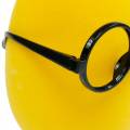 Floristik24 Žluté velikonoční vajíčko s brýlemi, semišované ozdobné vajíčko, velikonoční dekorace