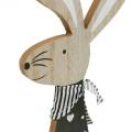 Floristik24 Velikonoční zajíček černobílý Velikonoční dekorace sada 2 figurek dřevěného zajíčka