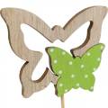 Floristik24 Dřevěná jarní dekorace motýlek na tyčce 16ks