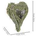 Dekorativní srdce z přírodní trávy s fóliovou vložkou, 14 cm, 2 kusy | Floristik24.cz