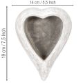 Dekorativní miska ve tvaru srdce, šedá; malý květináč ve tvaru srdce, 19 cm | Floristik24.cz