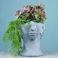 Floristik24 Poprsí hlavy rostliny z betonu pro výsadbu šedá H23,5cm