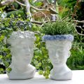 Floristik24 Bílá keramická květinová váza s hlavou rostliny poprsí ženy H19cm