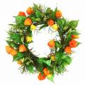 Floristik24 Umělý věnec z Physalis, oranžový a zelený, Ø28cm, podzimní dekorace