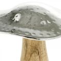 Floristik24 Deco houba kov dřevo stříbrná, přírodní podzimní dekorace 13cm