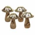 Floristik24 Dřevěná houba zlatá, přírodní mangové dřevo Ø7–7,6 cm V8,5–9,5 cm 4ks