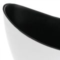 Floristik24 Dekorativní miska, oválná, bílá, černá, plastová sázecí loď, 24cm