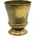 Floristik24 Vintage květináč kovový hrnek váza mosaz Ø17cm H19cm