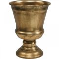 Floristik24 Pohár váza zlatého vzhledu Pohár starožitná dekorace kov Ø14cm V18,5cm