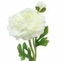 Floristik24 Umělá květina pryskyřník s květem a poupatem bílý H34cm
