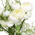 Kytice ranunculus umělé květiny Hedvábné květiny bílé L37cm