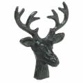 Floristik24 Vánoční dekorace hlava jelena kovová černá 6,8cm 6ks
