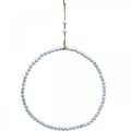 Floristik24 Prsten s perlami, jaro, ozdobný prsten, svatba, věnec na zavěšení bílý Ø28cm 4ks