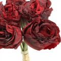 Floristik24 Umělé růže červené, hedvábné květy, svazek růží L23cm 8ks