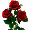 Floristik24 Červená růže umělé růže hedvábné květiny 3ks