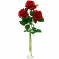 Floristik24 Červená růže umělé růže hedvábné květiny 3ks