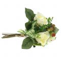 Floristik24 Kytice růží / hortenzií bílá s bobulemi 31cm