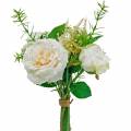 Floristik24 Kytice z umělých růží Krémové hedvábné květiny v kytici