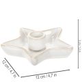 Keramický svícen ve tvaru hvězdy, bílý, pro kuželovité svíčky, 12 cm, 2 kusy | Floristik24.cz
