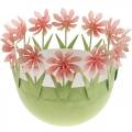 Floristik24 Miska na rostliny, jarní dekorace, kovová miska s květinovou dekorací, velikonoční košík