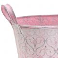Floristik24 Květináč zinkové vany s růžovým dekorem 25,5 cm x 13,5 cm V12 cm