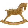 Floristik24 Dekorativní figurka houpacího koníka dřevěná vánoční zlatá, třpytky 28 × 38 × 9,5 cm
