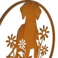 Floristik24 Plechová cedule patinovaný pes s květinami Ø38cm