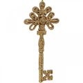 Floristik24 Dekorační klíč, vánoční ozdoba se třpytkami, ozdoby na vánoční stromeček Zlatá V15,5cm 12ks