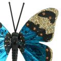 Floristik24 Motýlí modrý 7,5cm lesklý 4ks