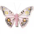 Floristik24 Deco motýlci s klipem, motýlci peří růžoví 4,5-8cm 10ks