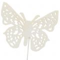 Floristik24 Květinová zátka motýlek bílá 26cm 15ks