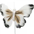 Floristik24 Deco motýl, jarní dekorace, můra na drátě hnědá, žlutá, bílá 6×9cm 12ks