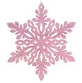 Floristik24 Sněhová vločka dřevo 8-12cm růžová/bílá 12ks.