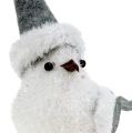Floristik24 Sněžný ptáček s čepicí 18cm bílý, šedý 3ks