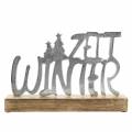 Floristik24 Dekorace na stůl &quot;Zimní čas&quot;, kov, mangové dřevo, stříbro 33 × 22 cm