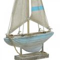 Floristik24 Deco plachetnice bílo-modré dřevo, lněná námořní dekorace V34,5cm