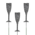 Floristik24 Sklenice na šampaňské se stříbrným třpytem 8cm L28cm 24ks
