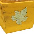 Floristik24 Dřevěná truhlička na rostliny shabby chic žlutá 11×14,5×14cm