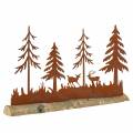 Floristik24 Silueta lesa s patinou zvířátek na dřevěné podložce 30cm x 19cm