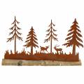 Floristik24 Silueta lesa s patinou zvířátek na dřevěné podložce 30cm x 19cm