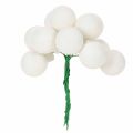 Zrcadlové mini skleněné kuličky na drátu s motivem bobulí, bílé, 25 mm, 140 kusů | Floristik24.cz