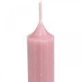 Rustikální svíčky, jednobarevné růžové 350/28mm 4ks