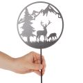 Dekorativní kůl, lesní zvířátka, jelen a borovice, 100 cm | Floristik24.cz